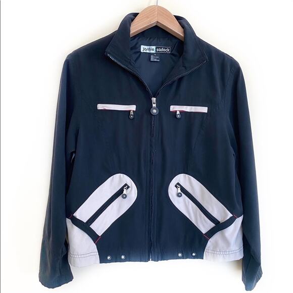 Jamie Sadock jacket women's size small black cream colorblock zip golf - Picture 2 of 15